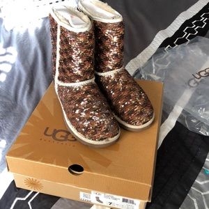 UGG Classic Short Champagne Sparkle Sequin Boots